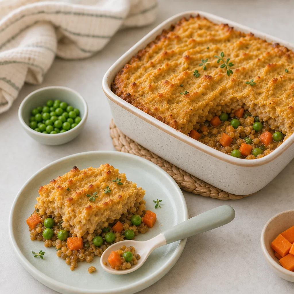 Rustic Vegetable Amaranth Cottage Pie Lentil Mash Topping process image for TinyTummyTreats