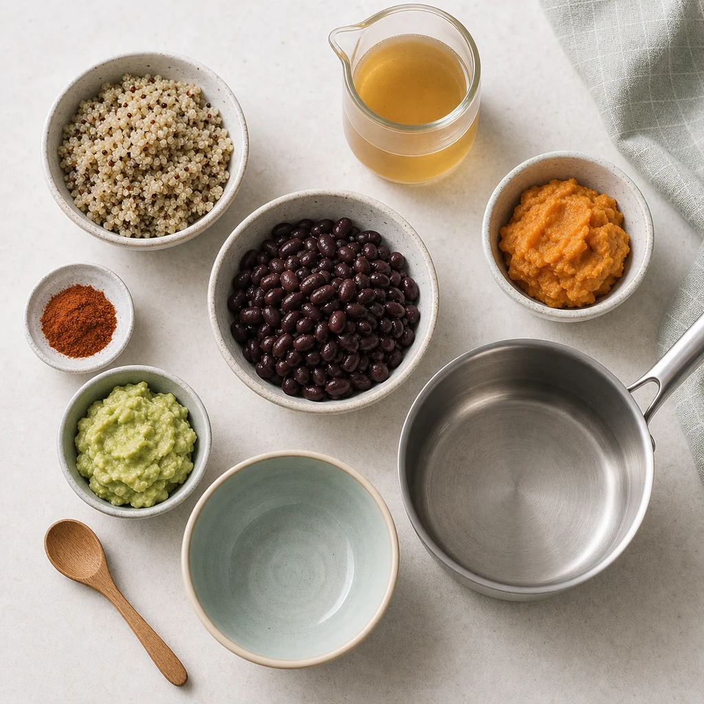 Savory Black Bean Quinoa Breakfast Porridge Smoked Paprika ingredients image for TinyTummyTreats