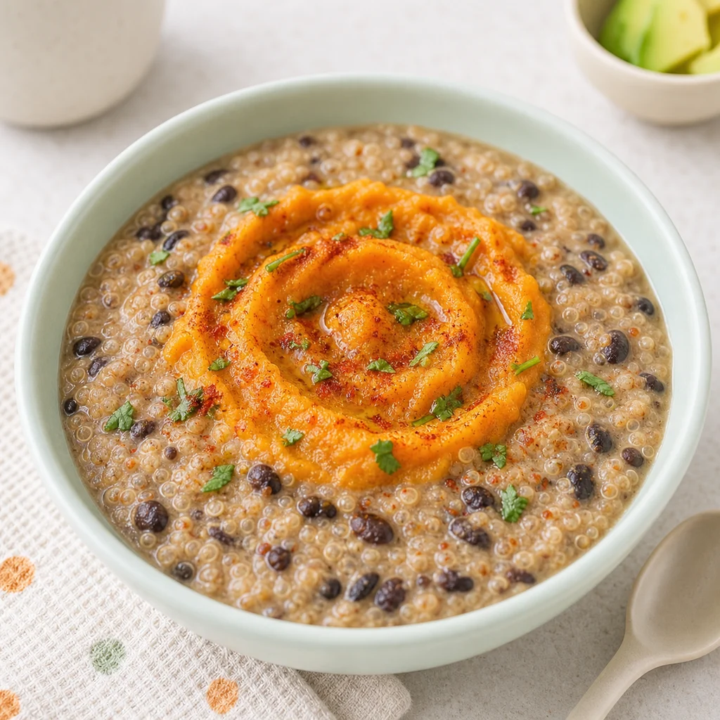 Savory Black Bean Quinoa Breakfast Porridge Smoked Paprika process image for TinyTummyTreats