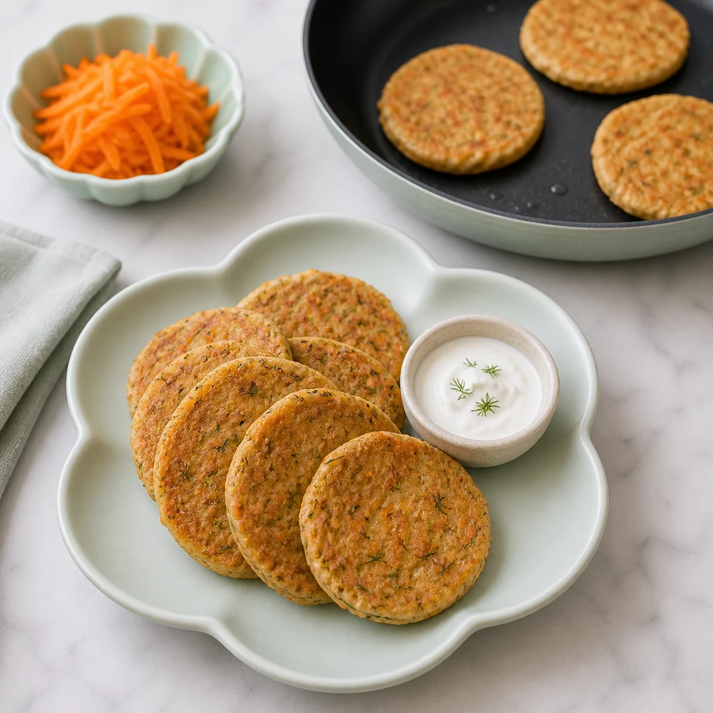 Savory Buckwheat Carrot Toddler Pancakes Mild Dill process image for TinyTummyTreats