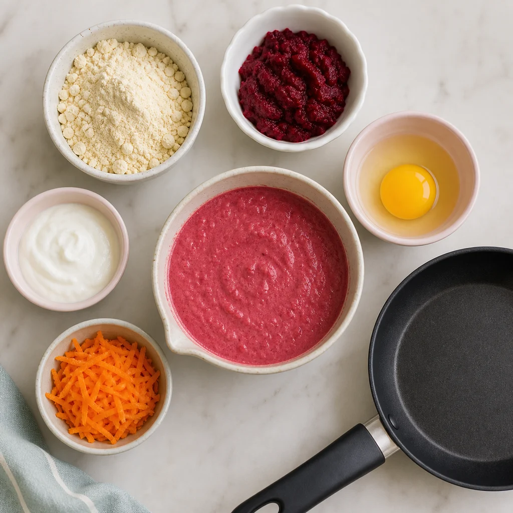 Savory Chickpea Beetroot Mini Pancakes ingredients image for TinyTummyTreats