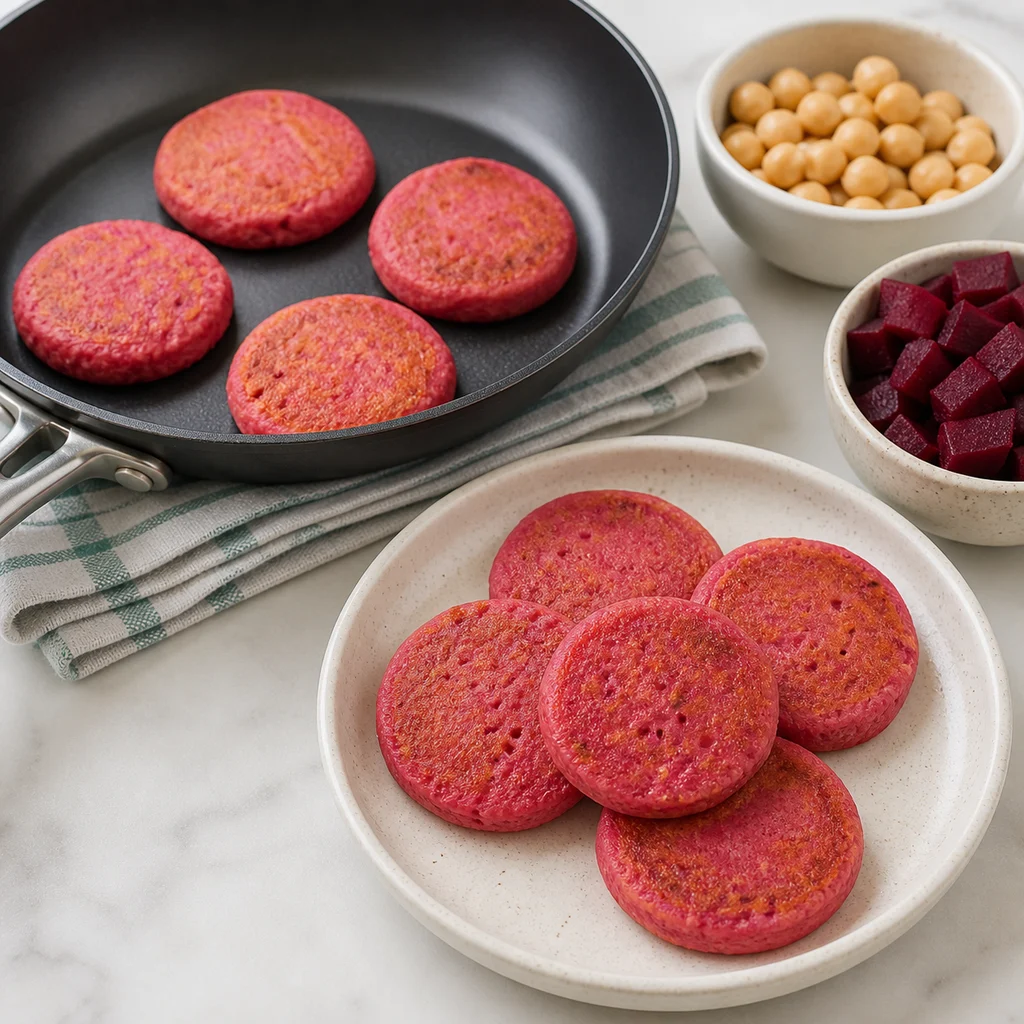 Savory Chickpea Beetroot Mini Pancakes process image for TinyTummyTreats