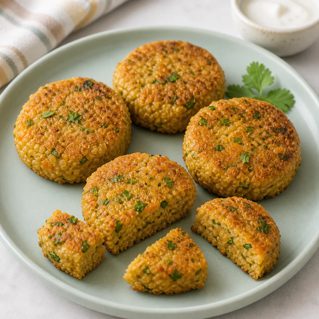 Savory Lentil Quinoa Breakfast Cakes Mild Coriander process image for TinyTummyTreats