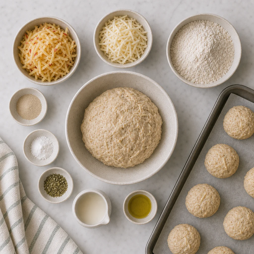 Seasonal Apple Parsnip Savory Bread Rolls ingredients image for TinyTummyTreats