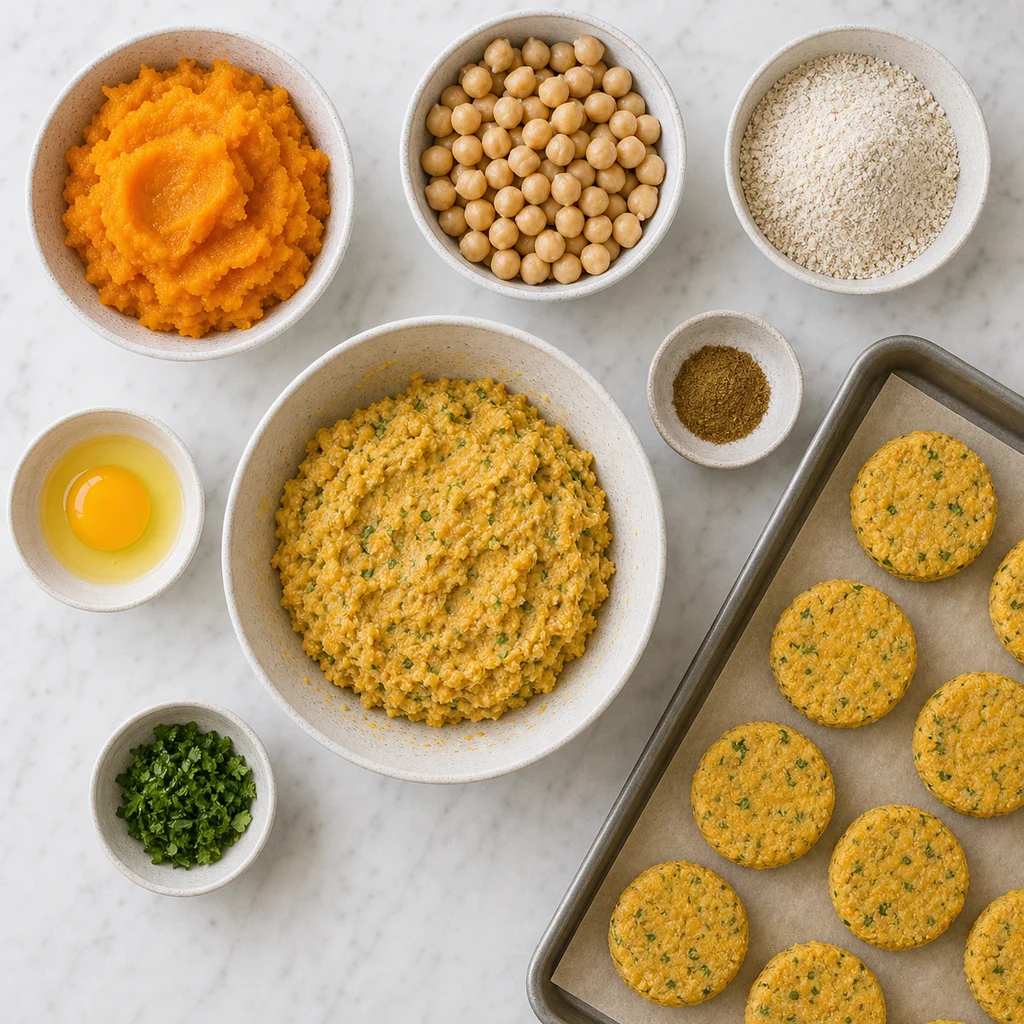 Soft Butternut Squash Chickpea Patties Mild Cumin ingredients image for TinyTummyTreats