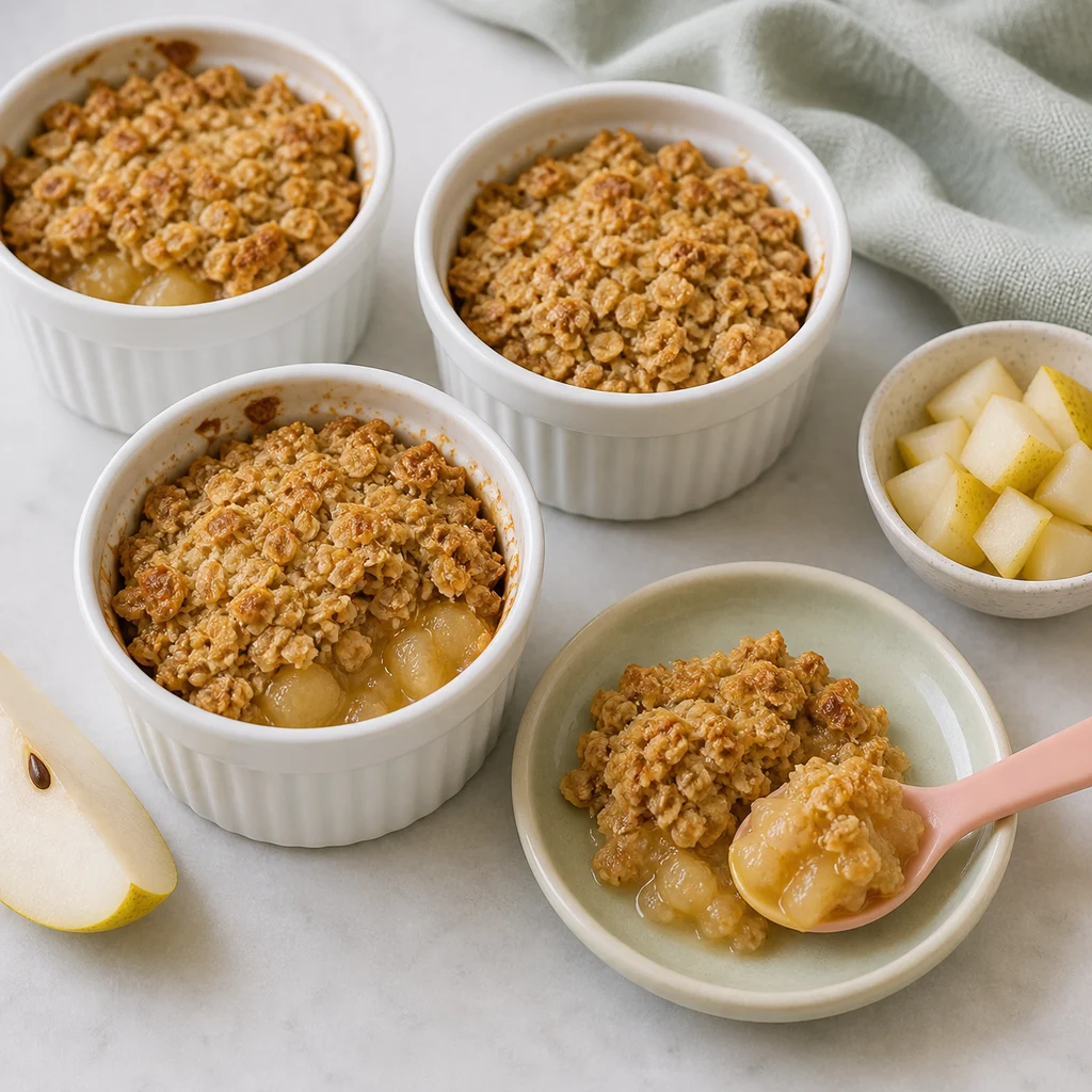 Soft Lentil Pear Toddler Mini Cobblers process image for TinyTummyTreats