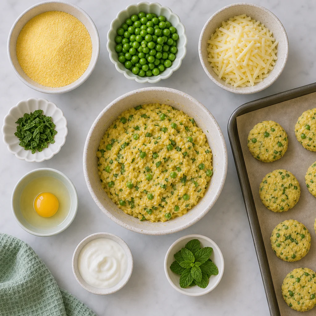 Soft Polenta Pea Toddler Cakes Mild Mint ingredients image for TinyTummyTreats