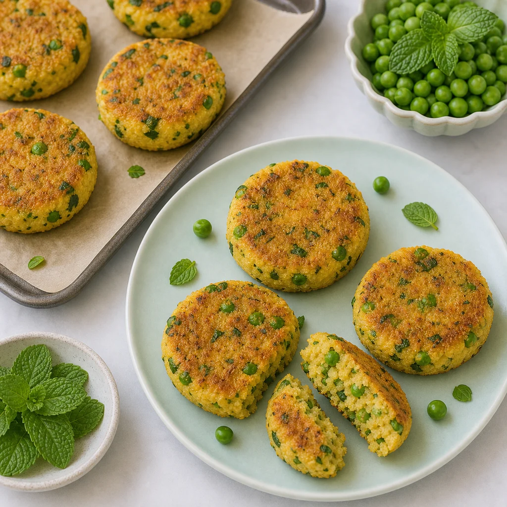 Soft Polenta Pea Toddler Cakes Mild Mint process image for TinyTummyTreats