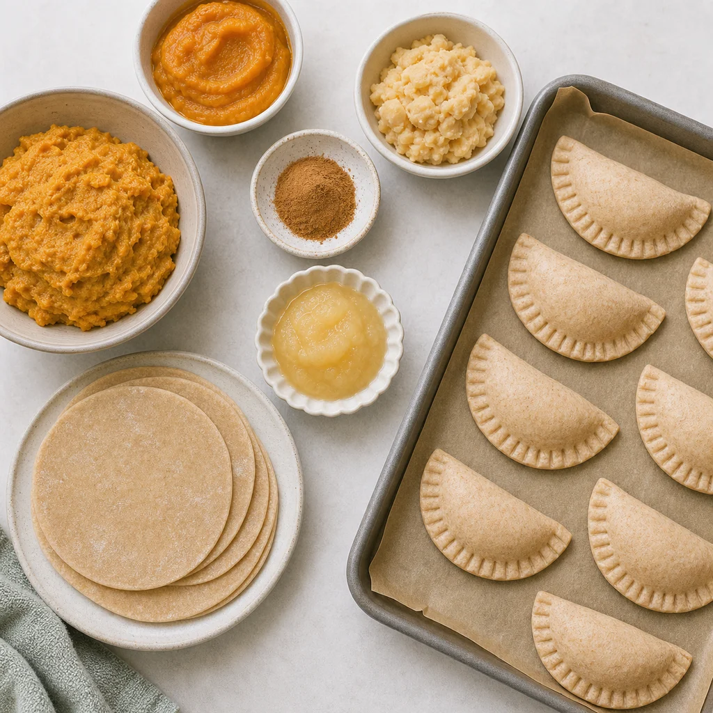 Soft Pumpkin Chickpea Hand Pies Mild Cinnamon ingredients image for TinyTummyTreats