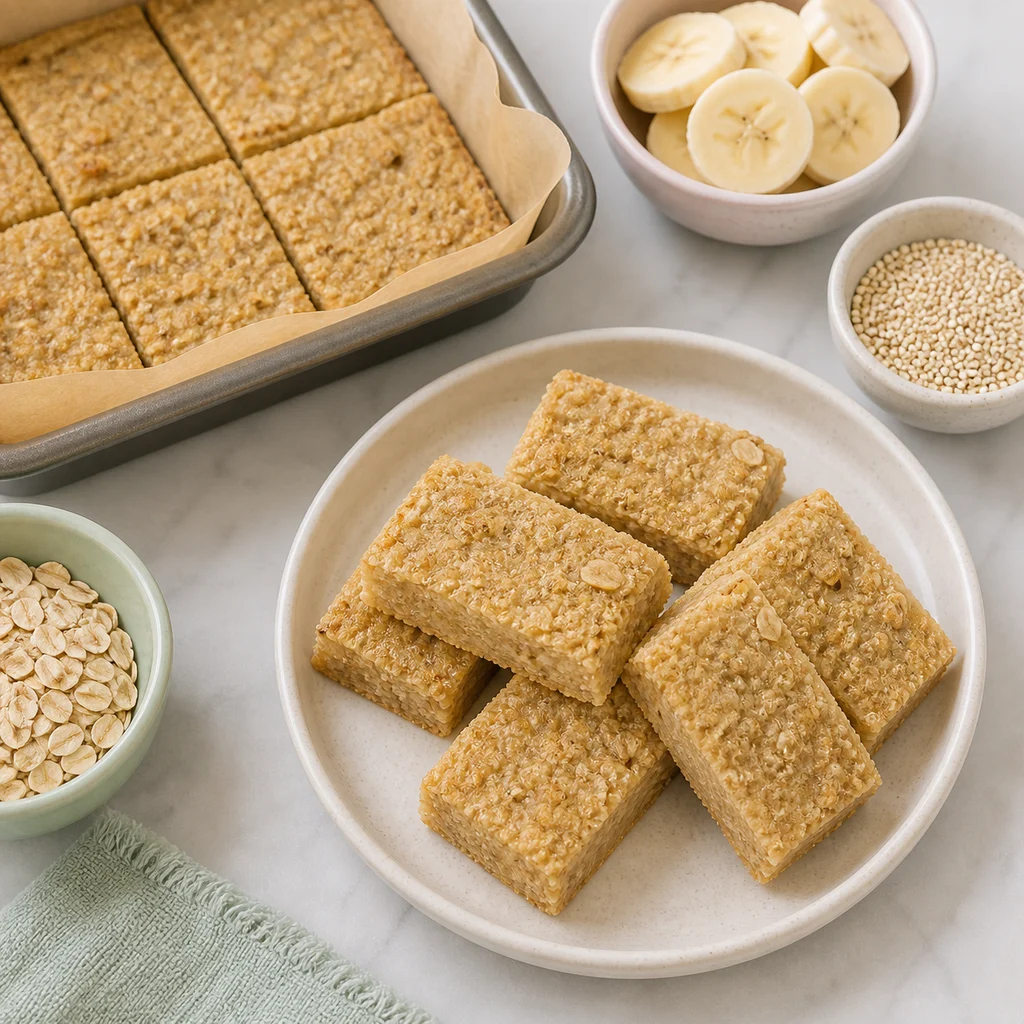 Soft Quinoa Banana Toddler Porridge Bars process image for TinyTummyTreats