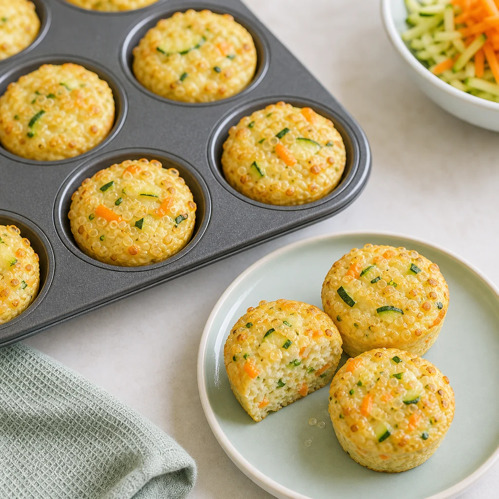 Soft Quinoa Veggie Savory Cheesecake Bites process image for TinyTummyTreats