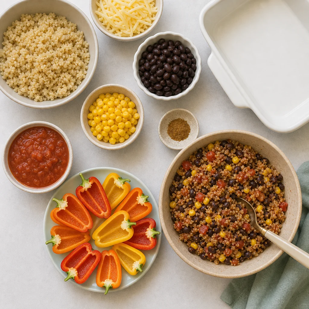 Stuffed Mini Bell Peppers Quinoa Black Beans ingredients image for TinyTummyTreats