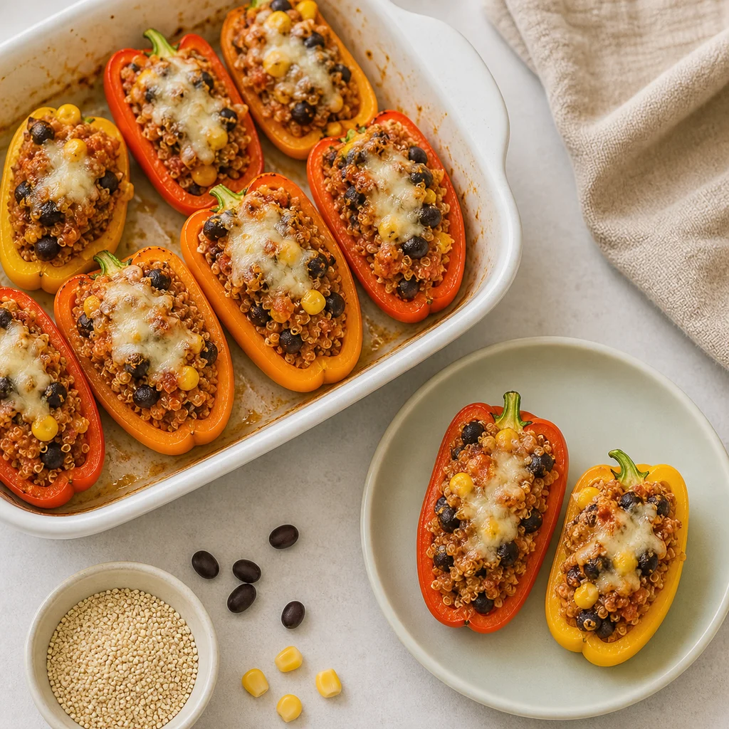 Stuffed Mini Bell Peppers Quinoa Black Beans process image for TinyTummyTreats