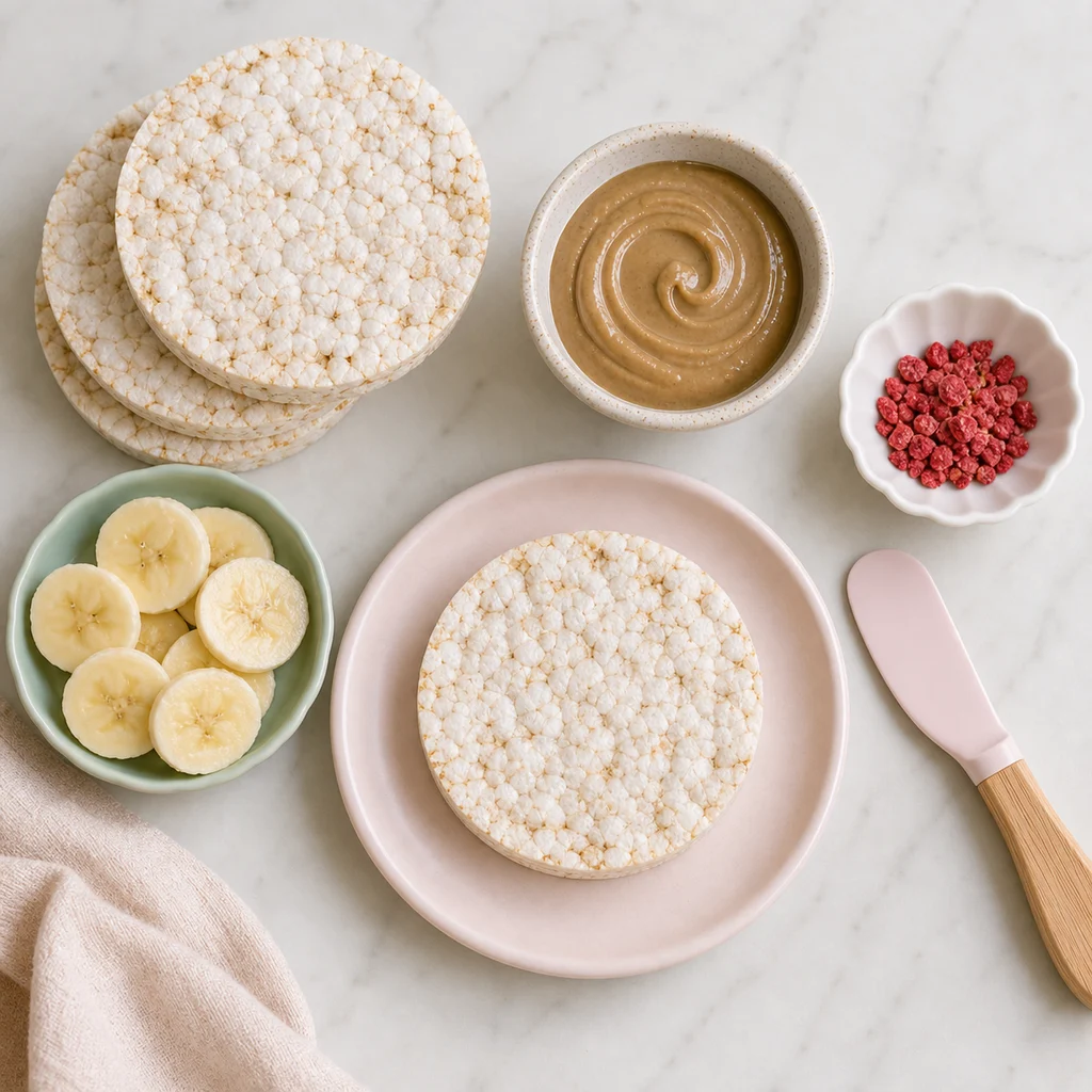 Sunflower Seed Butter Banana Rice Cakes ingredients image for TinyTummyTreats