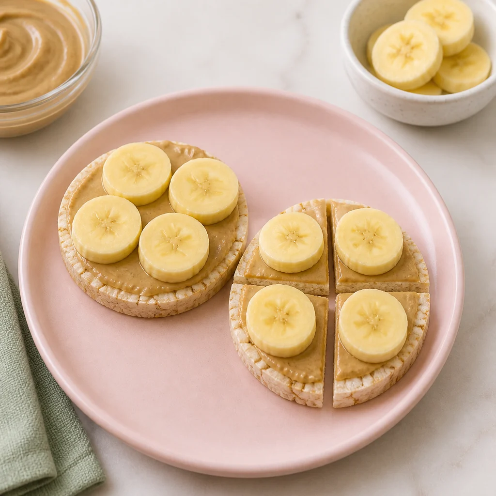 Sunflower Seed Butter Banana Rice Cakes process image for TinyTummyTreats