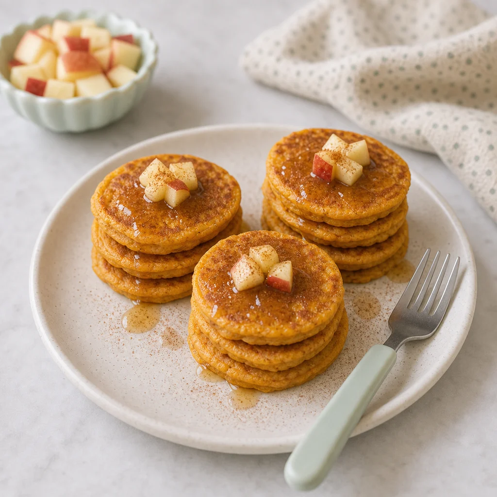 Sweet Potato Apple Toddler Pancake Stacks Cinnamon Maple Drizzle process image for TinyTummyTreats