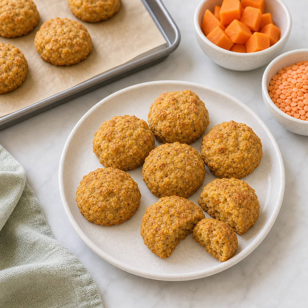 Sweet Potato Lentil Mini Biscuits Mild Cinnamon process image for TinyTummyTreats