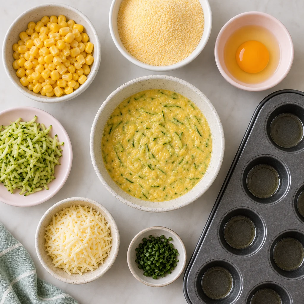 Sweetcorn And Courgette Polenta Bites ingredients image for TinyTummyTreats