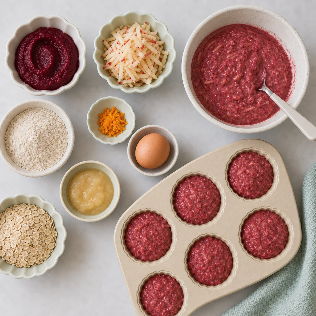 Tangy Beetroot Apple Mini Cakes Orange Zest ingredients image for TinyTummyTreats