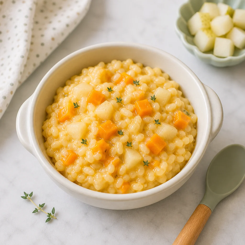 Tender Butternut Squash Pear Risotto Toddlers process image for TinyTummyTreats