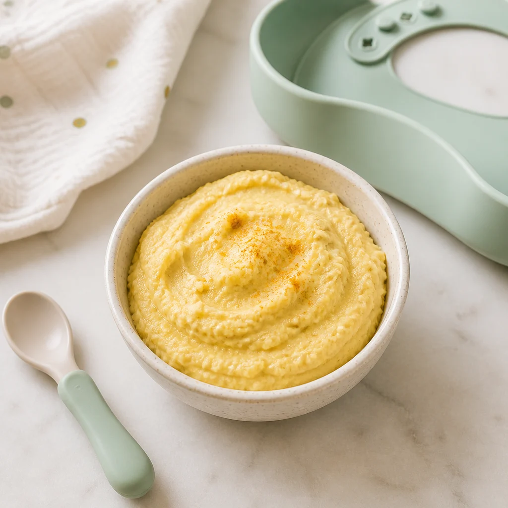 Tender Cauliflower Chickpea Mash Mild Turmeric process image for TinyTummyTreats