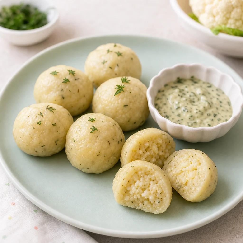Tender Pear Cauliflower Mini Dumplings Mild Herb Sauce process image for TinyTummyTreats