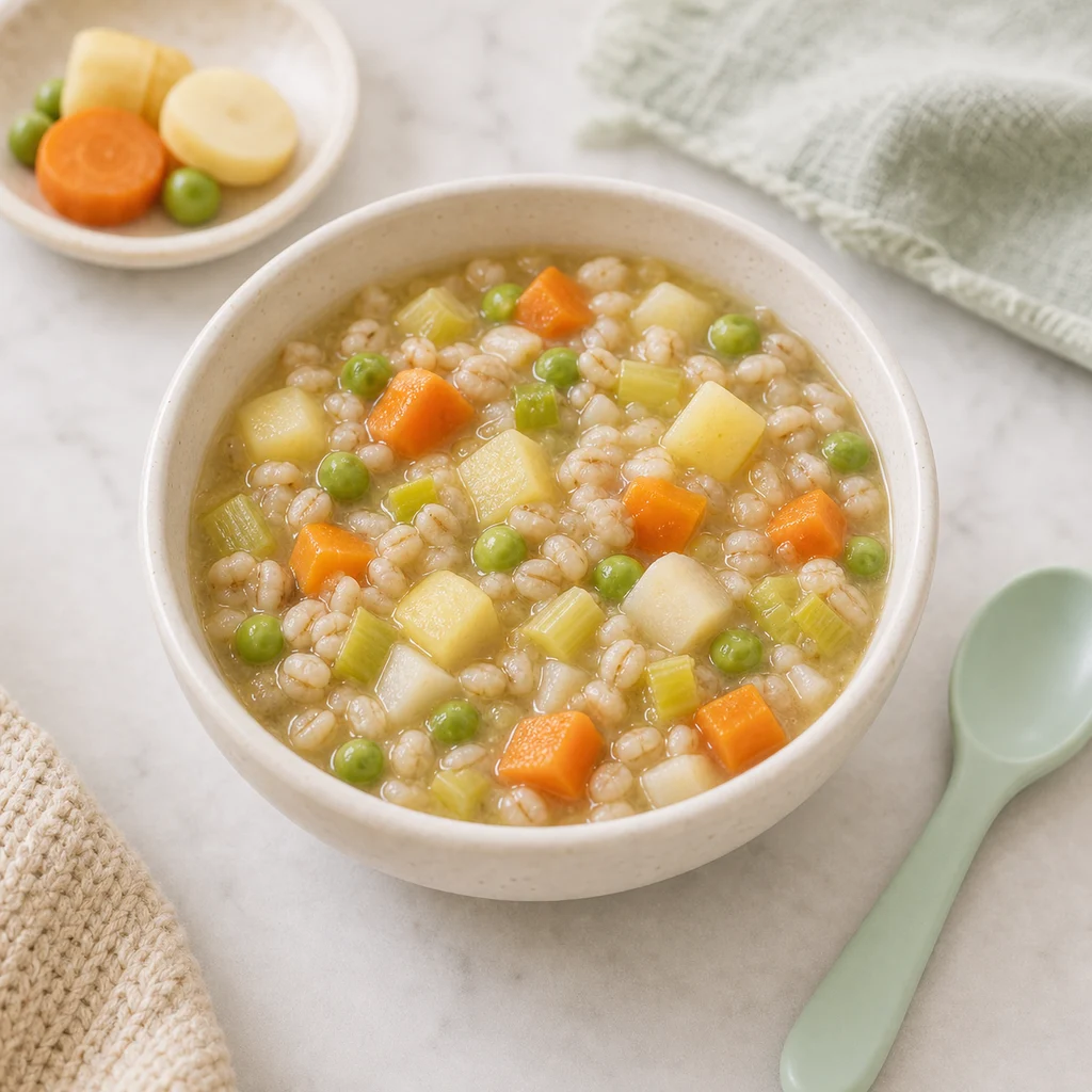 Winter Veggie Barley Toddler Stew process image for TinyTummyTreats