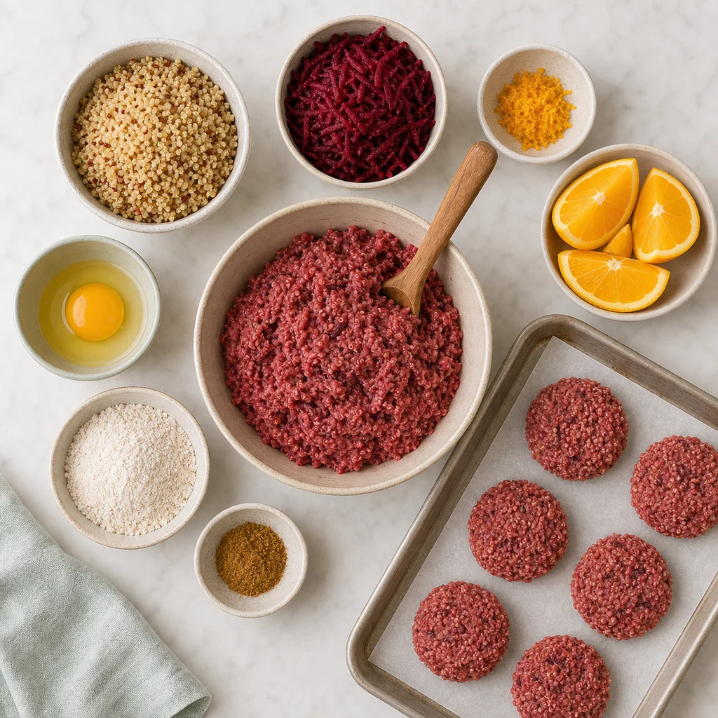 Zesty Quinoa Beetroot Mini Cakes Orange Infusion ingredients image for TinyTummyTreats