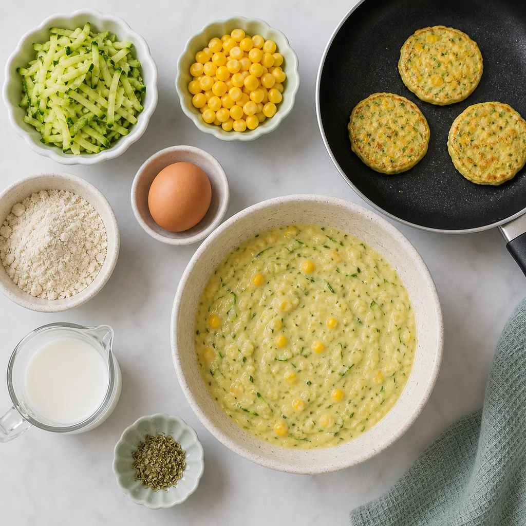 Zucchini Sweet Corn Baby Pancakes Mild Oregano ingredients image for TinyTummyTreats