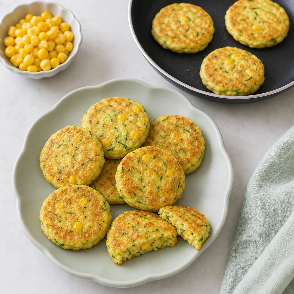 Zucchini Sweet Corn Baby Pancakes Mild Oregano process image for TinyTummyTreats